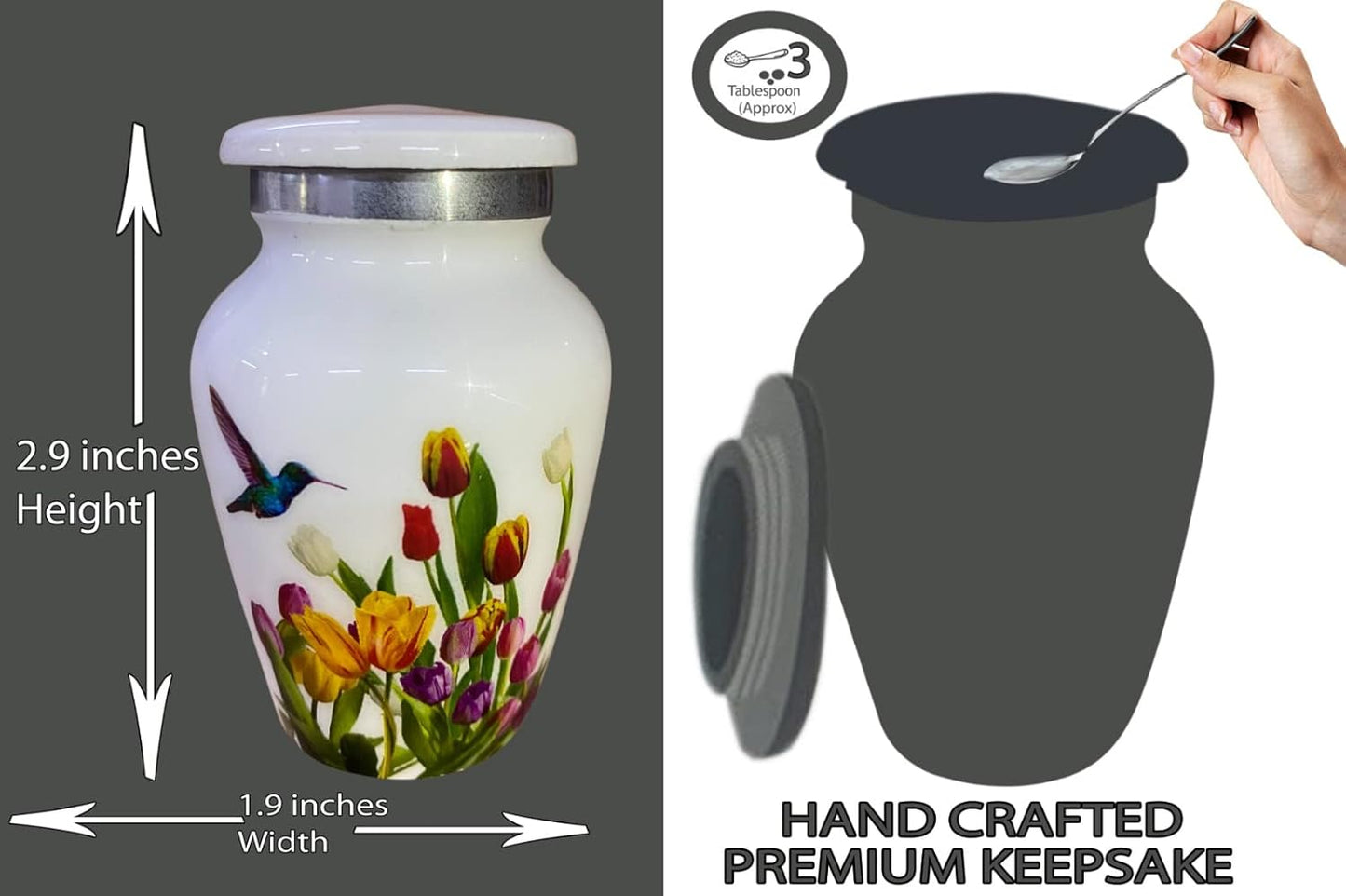 BOLD & DIVINE Adult Purple Hummingbird Cremation Urn | Human Ashes Adult Memorial urn, Burial, Funeral Cremation Urns | 200 Cubic Inches (Large Adult)