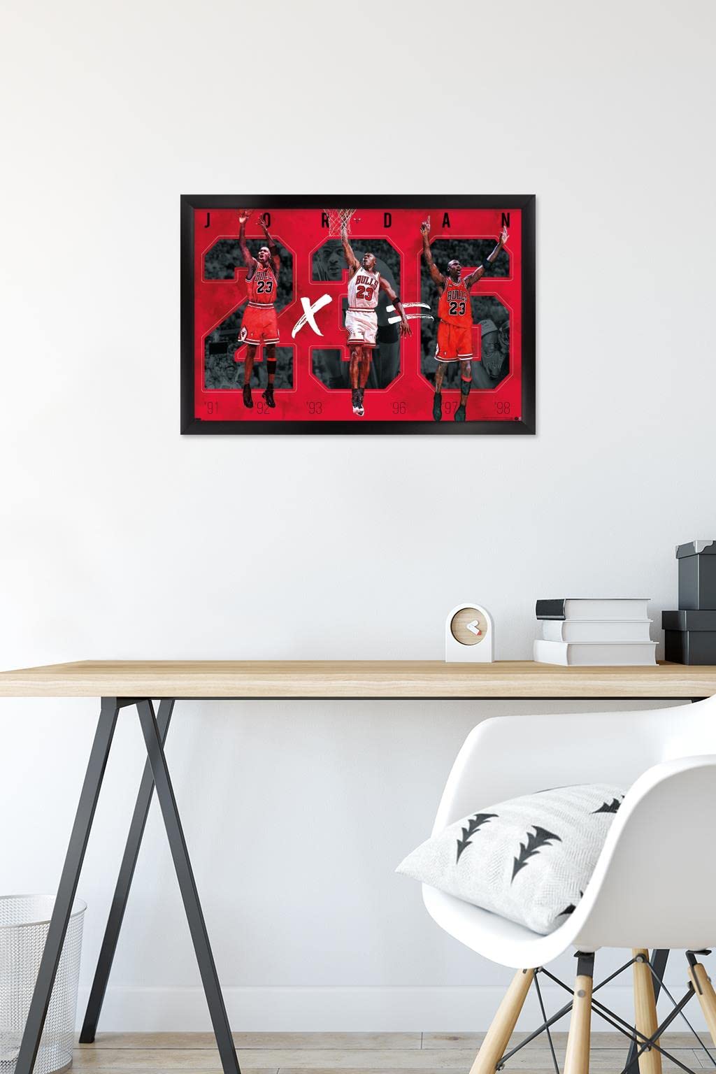 Trends International Michael Jordan - Six Wall Poster, 14.725" x 22.375", Black Framed Version