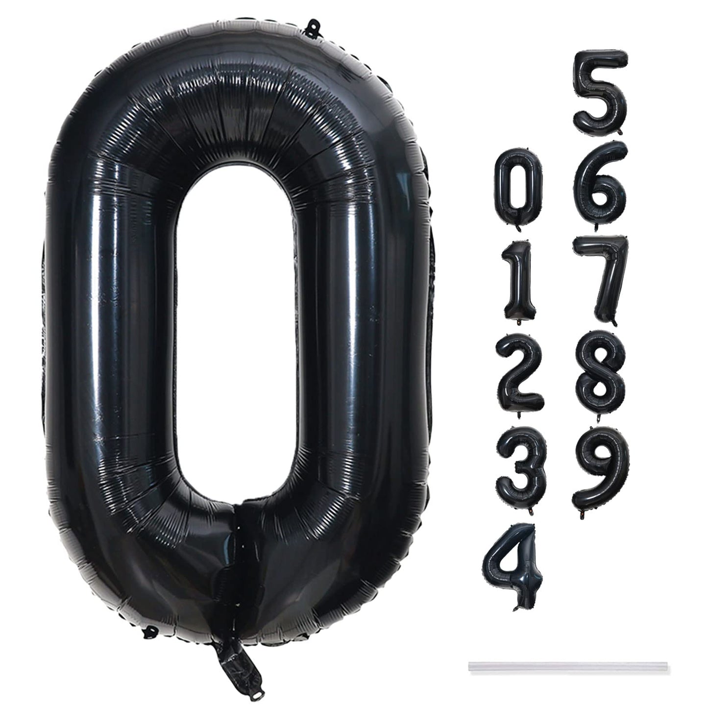 Black Number 0 Balloon for Girls Boys, 40 Inch Large Number 0-9 Foil Mylar Helium Digital Balloons Set for Women Men Birthday Graduation Anniversary New Year Eve Party Decorations Celebration Supplies
