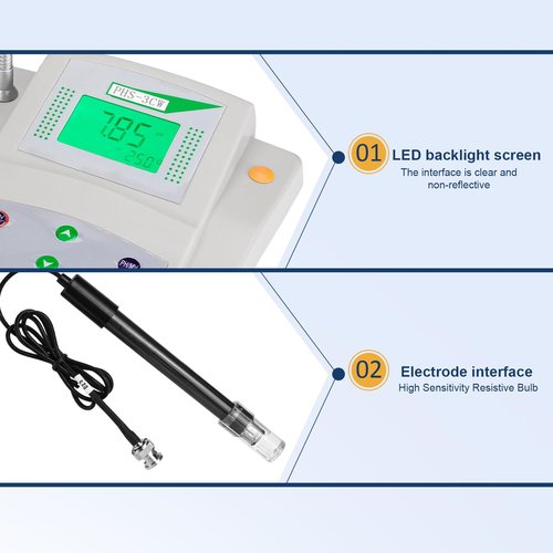 Healthible Lab Benchtop pH Meter - Digital Bench Top pH Meter and Electrode,Laboratory ph Meter for Liquid,0.01 pH Accuracy,with Data Storage Function