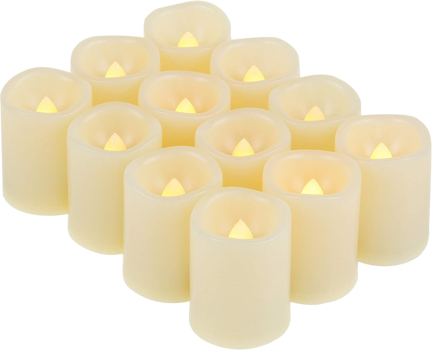 12 PCS LED Flameless Votive Candles - Long-Lasting Battery Operated with 120+ Hours Life