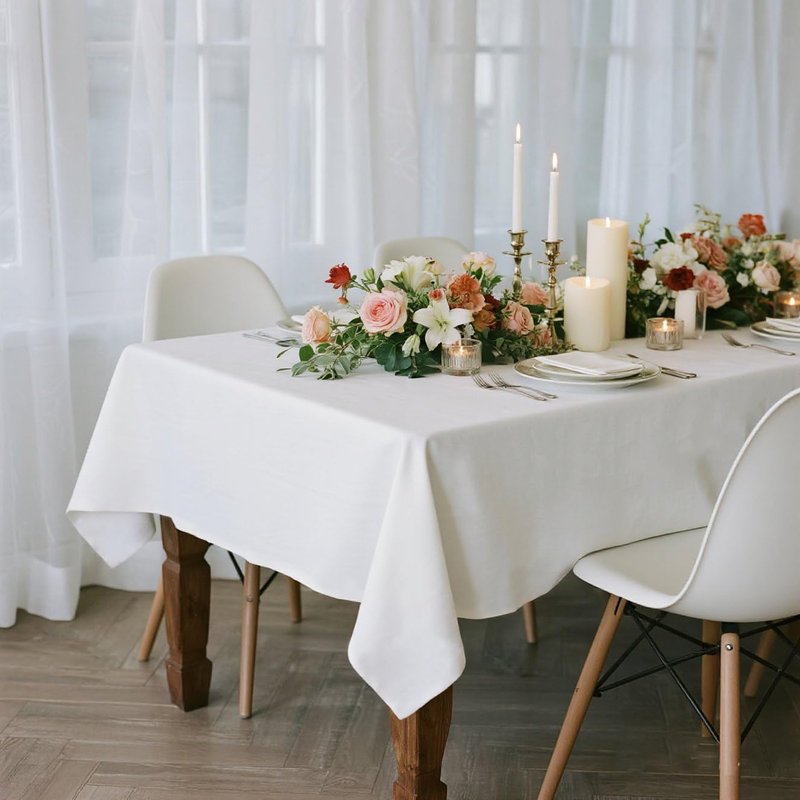 Kachanaa 2 Pack White Rectangle Table Cloth 60 x 102 Inch,Suitable for 6 Foot Rectangle Tables,Wrinkle Resistant Washable Polyester Table Cover for Dining,Wedding,Party,Banquet and Camping