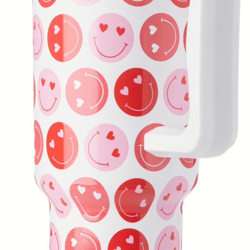 Simple Modern 40 oz Trek Tumbler with Handle and Straw Lid | Cup Holder Friendly Insulated Stainless Steel Travel Mug | Happy Heart Eyes