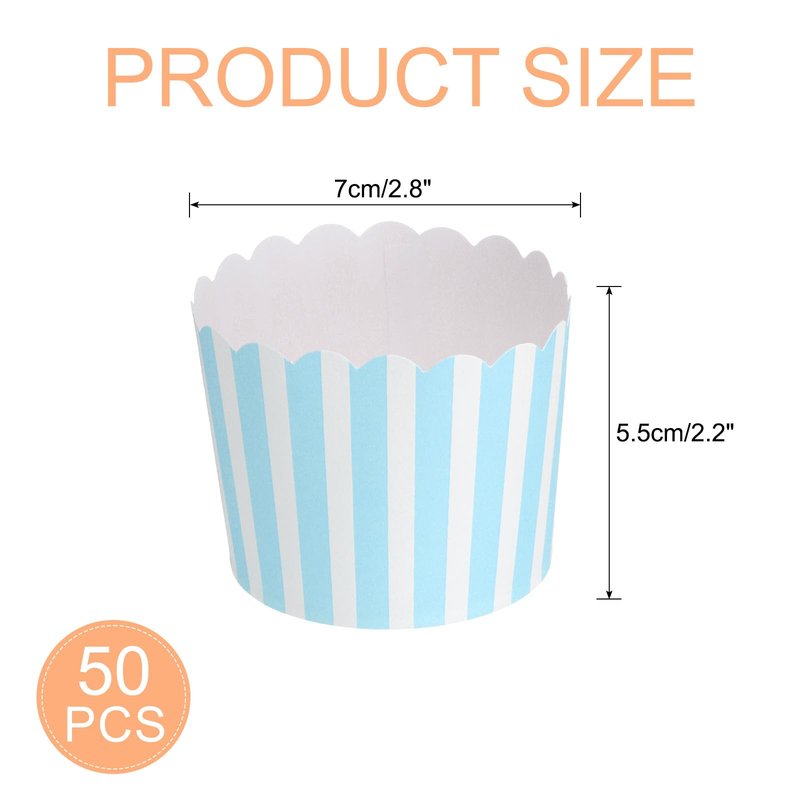 uxcell 50pcs Cupcake Wrappers for Wedding, Paper Baking Cups and Muffins Liners for Birthday Wedding Party Supplies (Blue and White)