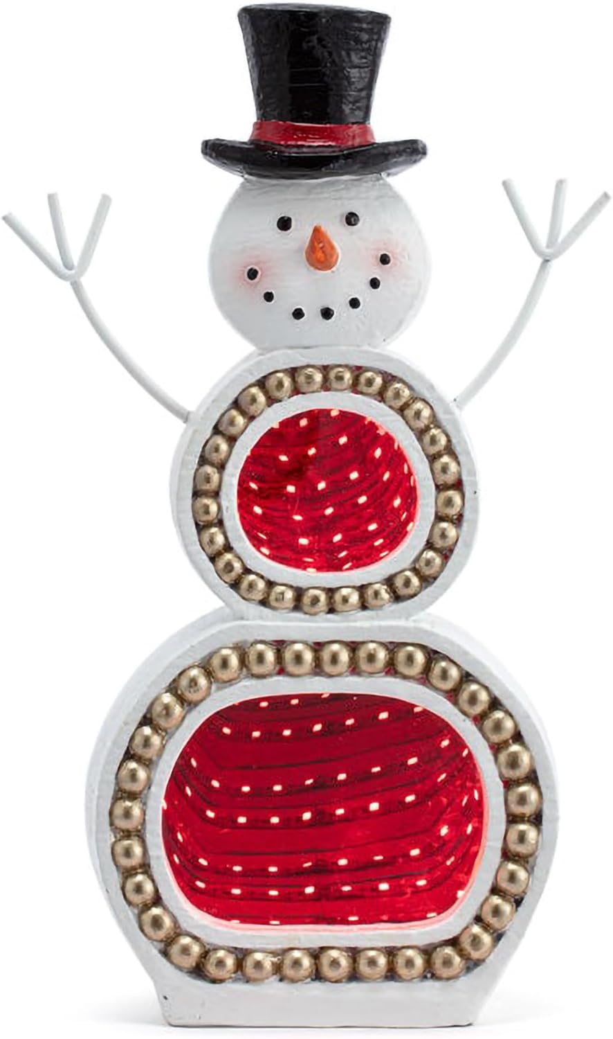 Napco Jovial LED Infinity Mirror Snowman Decoration - 10 Inch Festive Christmas Tabletop Accent