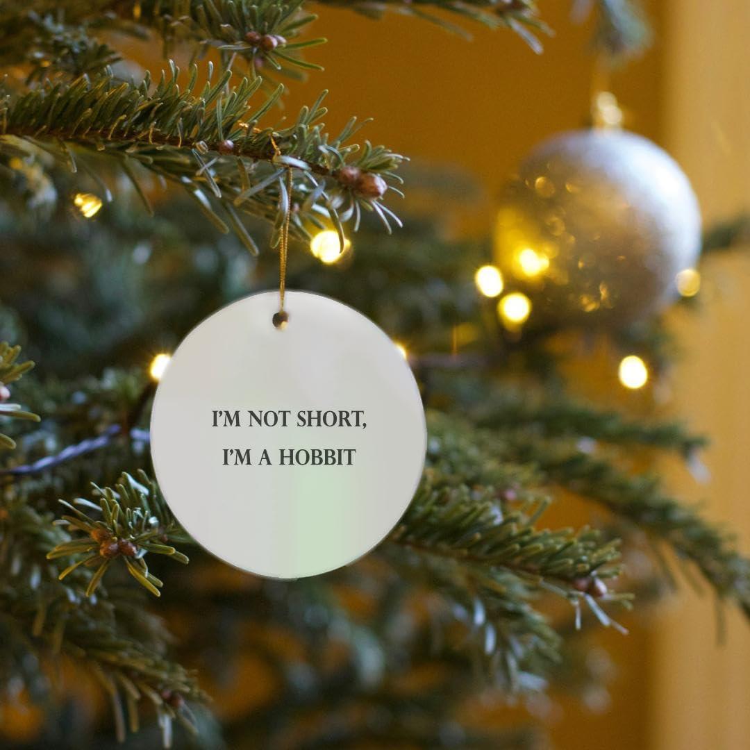 3-Inch Porcelain Snowflake Ornament - 'I'm Not Short, I'm a Hobbit' Design