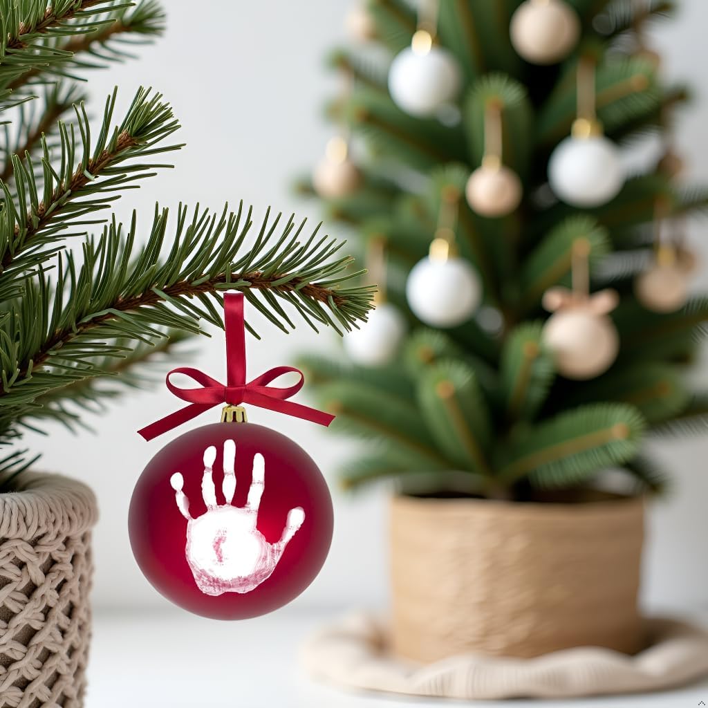 Christmas Baby Handprint Ornament Kit - DIY Keepsake Bauble with Paint for Newborns