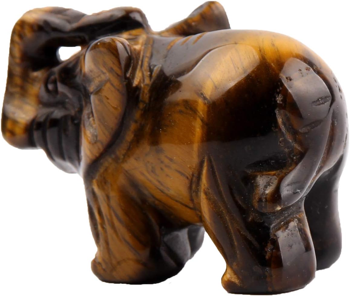 Opal Opalite Elephant Statue - 1.5" Natural Stone Carved Figurine for Chakra Healing