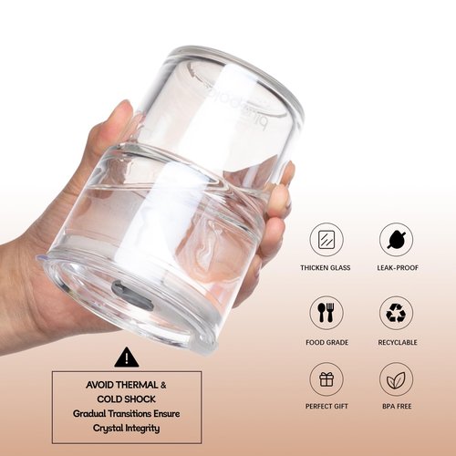 BLUEPOLAR 13oz/400ml Glass Water Tumbler with Straw and Lid Sealed Carry On Thick Wall Iced Coffee Cup Glass Cup for Water, Iced Tea Fruit Juice Etc(Aurora White