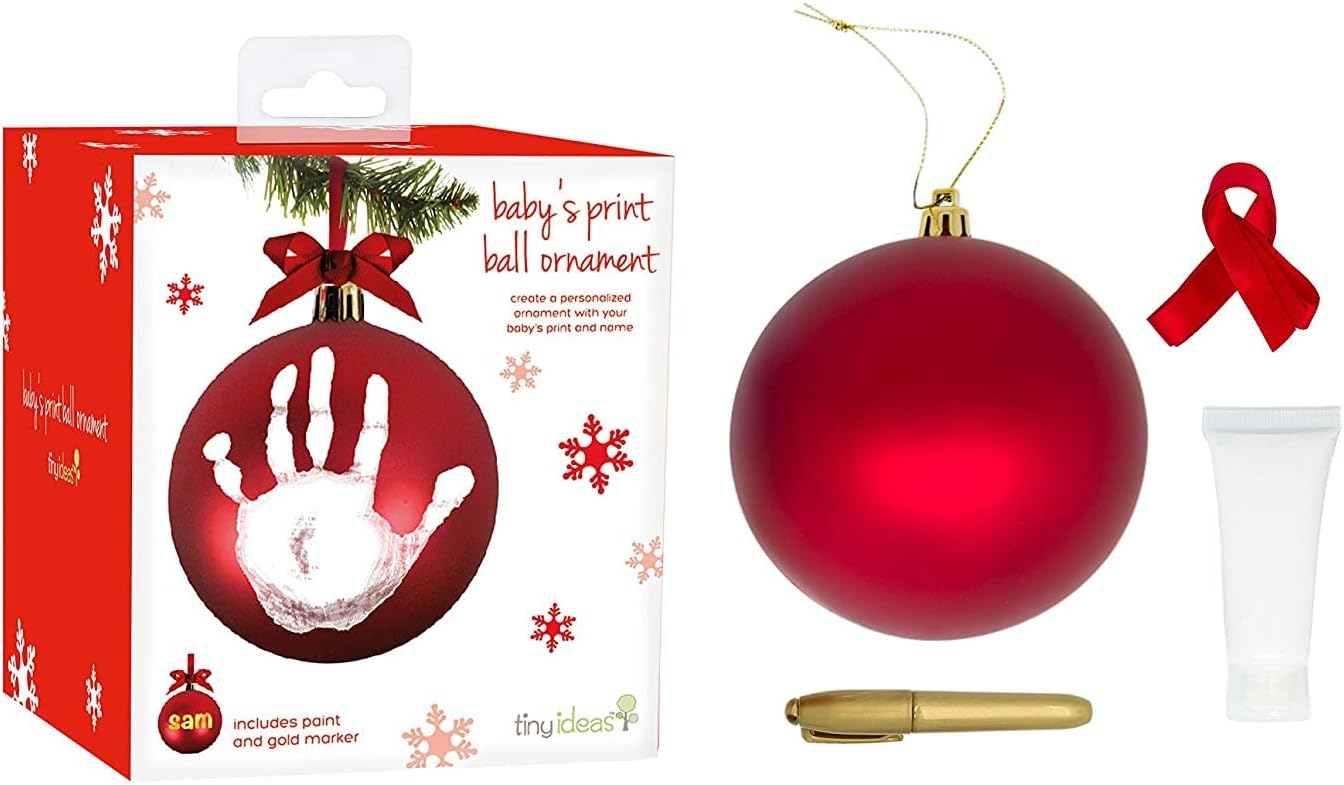 Christmas Baby Handprint Ornament Kit - DIY Keepsake Bauble with Paint for Newborns