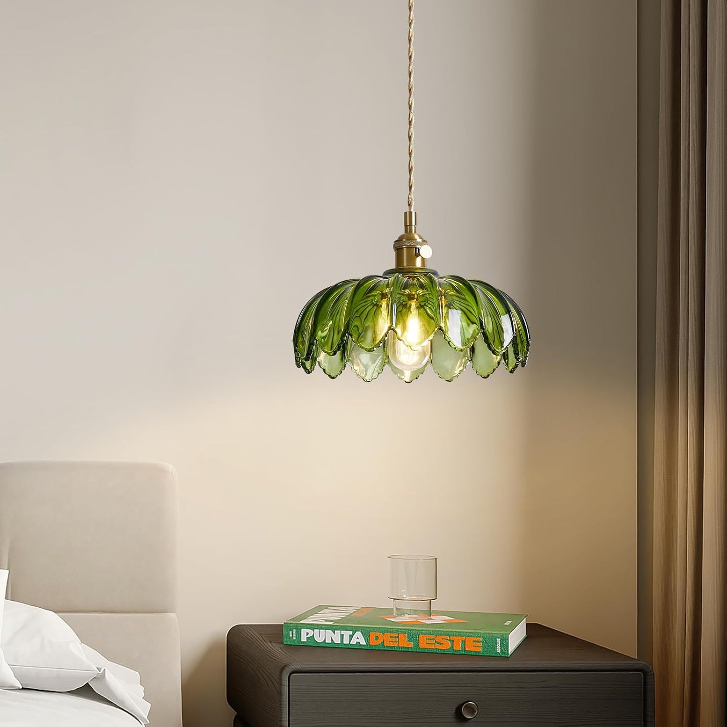 Glass Pendant Light Vintage Light Fixtures, Vintage Pendant Lights, Modern Chandelier Pendant, Adjustable Hanging Light for Bedroom Living Room Kitchen Island, Bedroom Hotel Dining Room