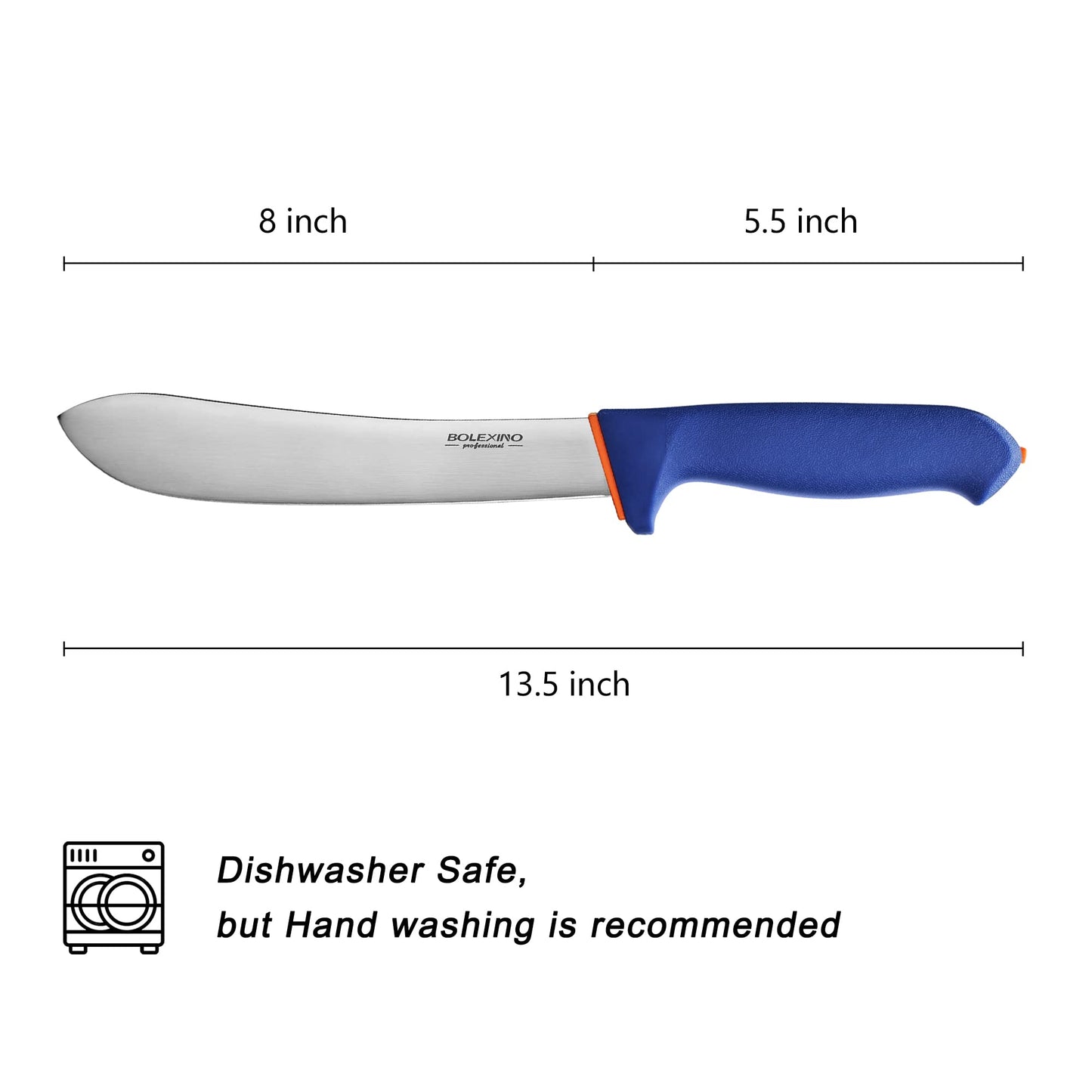 BOLEXINO 8 inch Professional Butcher Meat Knife W/Non-Slip Softgrip, Commerical-Grade Butcher Tool For Meat Cutting Trimming Deboning, Ideal For Butcher, Home Kitchen, X50CrMoV15 Stainless Steel