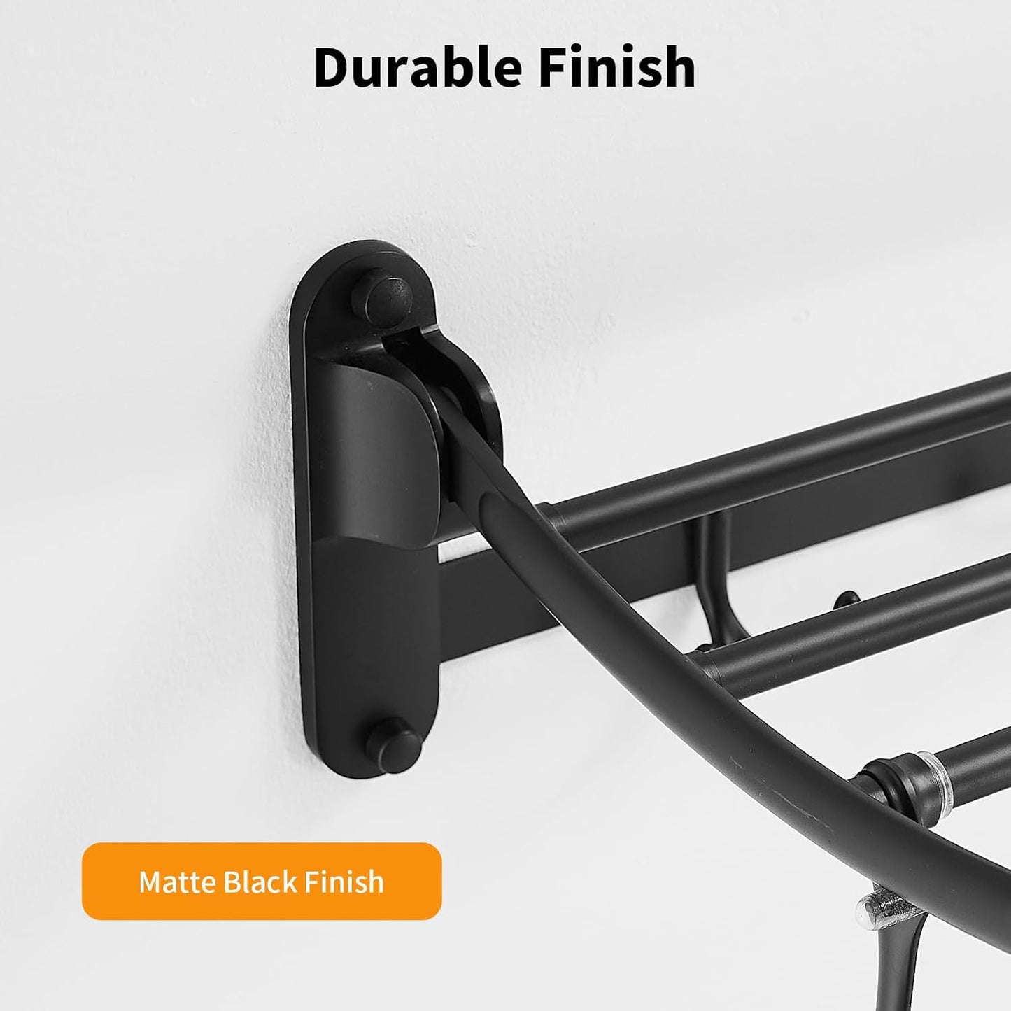 BESy 24 Inch Brushed Nickel Towel Racks, Bathroom Towel Shelf with Foldable Towel Bar Holder and Towel Hooks, Wall Mounted Multifunctional Bathroom Accessories, Double Towel Bars
