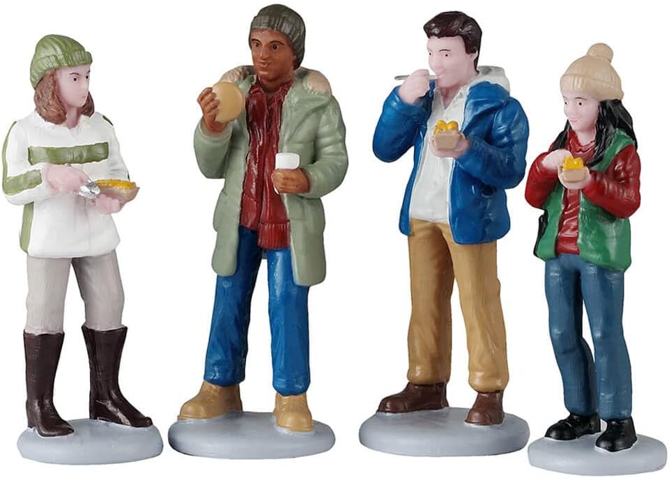 Lemax Food Truck Patrons Figurines - Set of 4 for Festive Holiday Decor | #52530