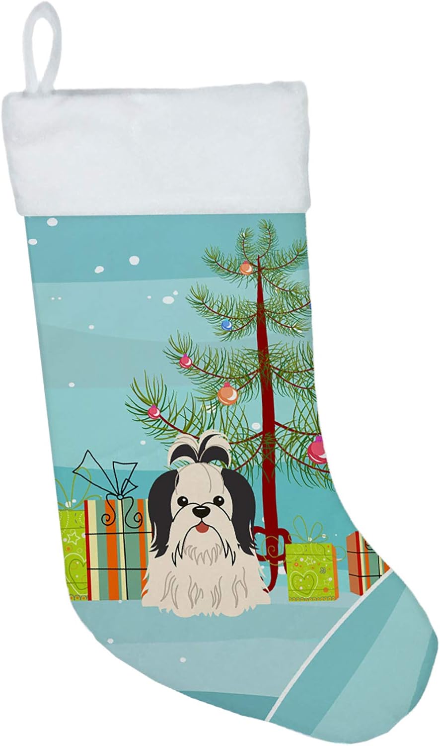 Merry Christmas Tree Dogue de Bordeaux Stocking - Festive Fireplace Decor for Holidays