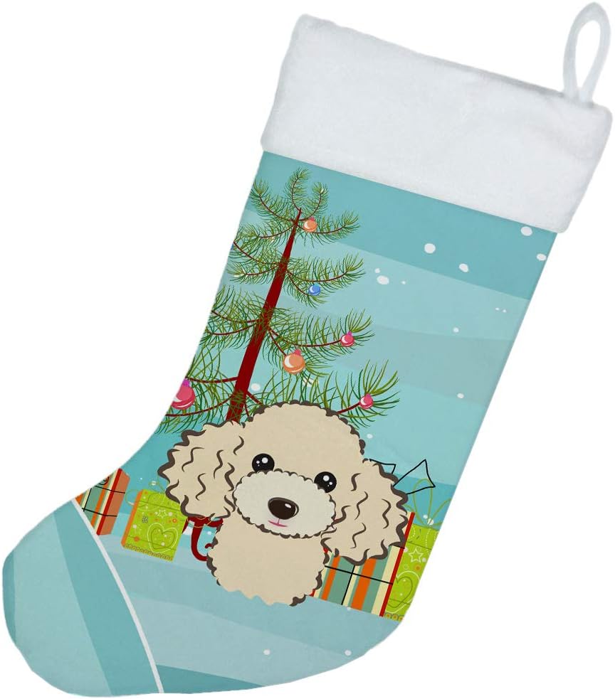 Shih Tzu Christmas Stocking - Chocolate Brown Dog Holiday Decor for Fireplace