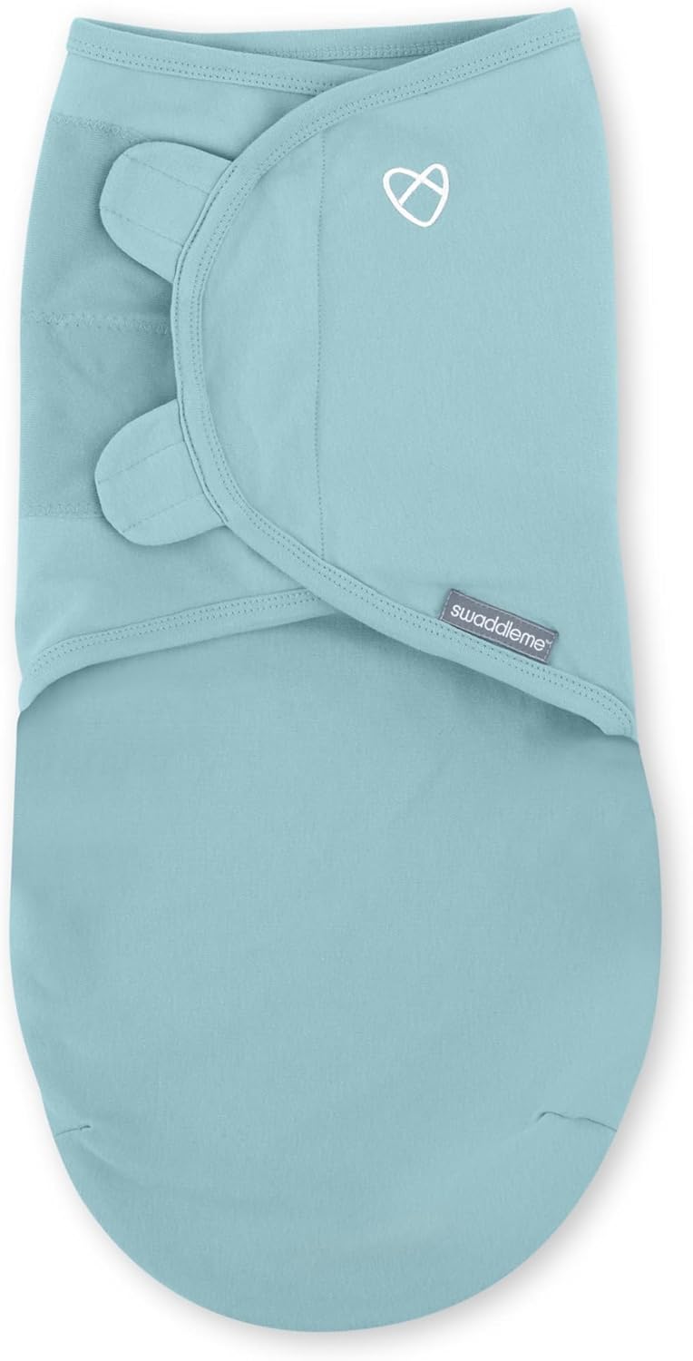 SwaddleMe by Ingenuity Baby Swaddle Blanket - 100% Cotton, 0-3 Months, Improves Sleep & Calms Reflex | 2-Pack, Tropical Dino