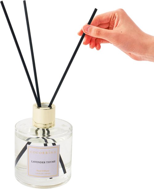 Cocorrína Flower Reed Diffuser - Lavender Thyme 6.7oz Scented Home Fragrance with Sticks for Elegant Decor