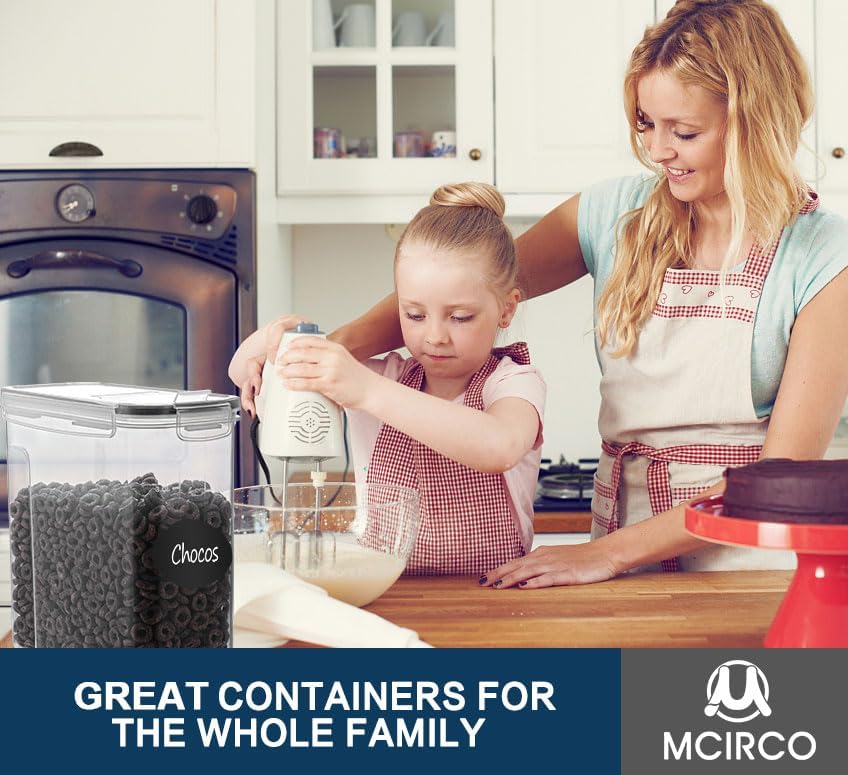 MCIRCO Cereal Container Set - Airtight Food Storage Dispensers with Measuring Tools | 6-Pack (4L/135.2oz)