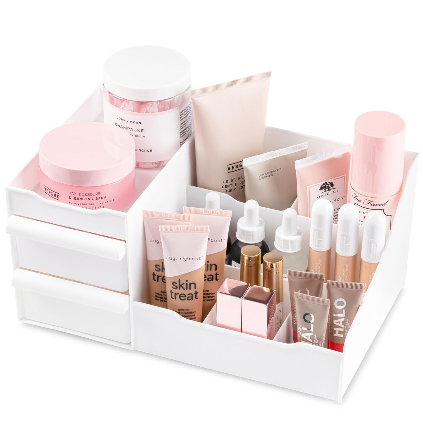 Mantello Makeup Organizer for Vanity, White Cosmetics Organizer, Cosmetic Organizer for Makeup and Toiletries, Make Up Organizers and Storage for Vanity's