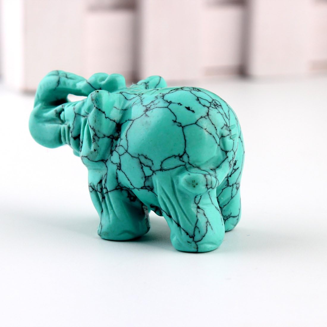 Opal Opalite Elephant Statue - 1.5" Natural Stone Carved Figurine for Chakra Healing