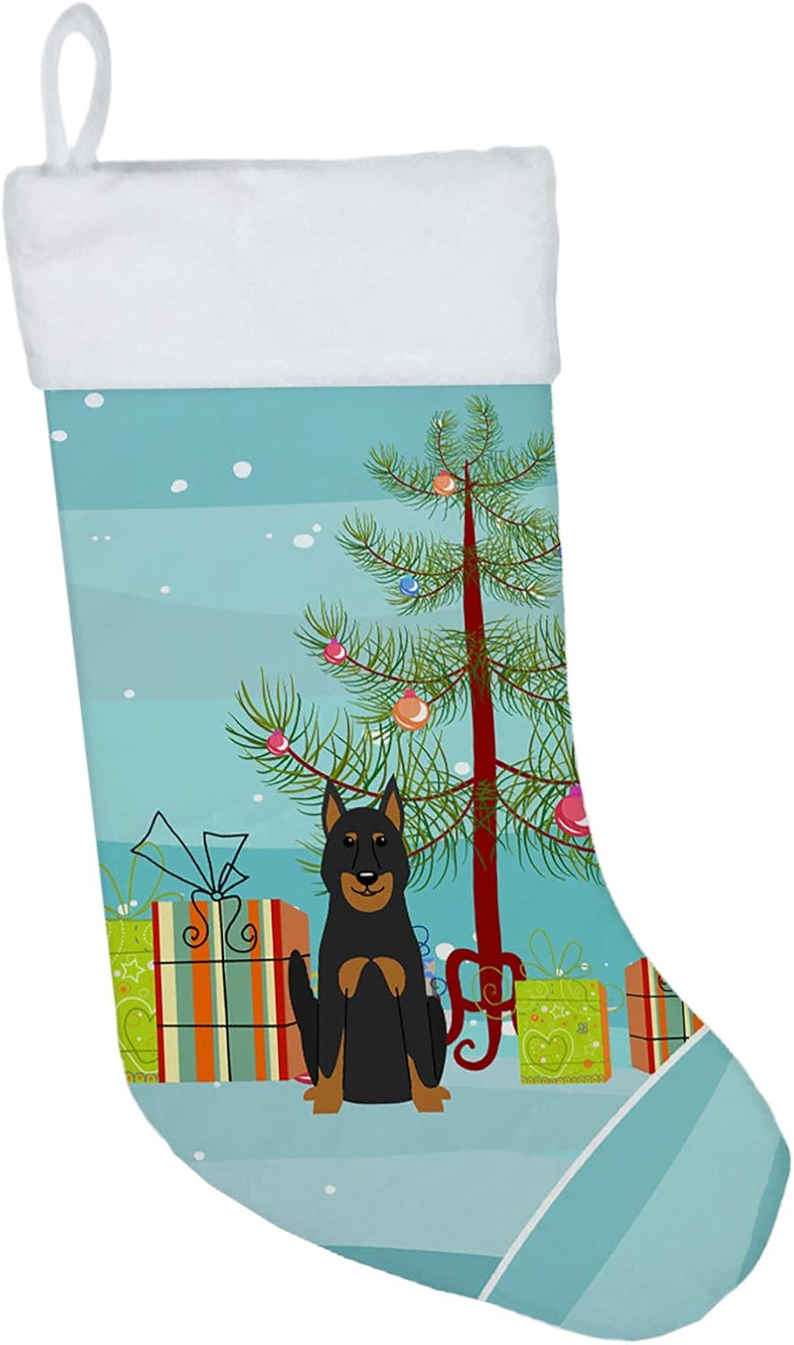 Merry Christmas Tree Dogue de Bordeaux Stocking - Festive Fireplace Decor for Holidays
