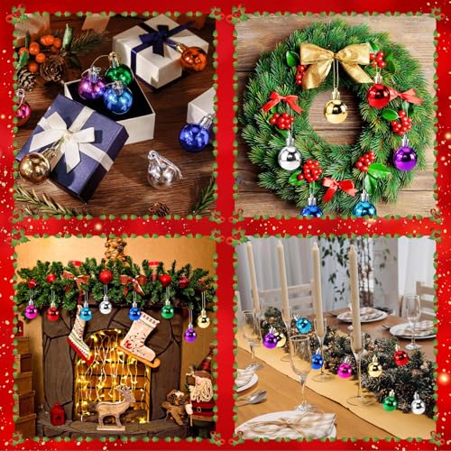 WATMTIN 24 Pcs 1.2 Inch Multicolor Glitter Christmas Mini Balls for Tree | Hanging Ornaments