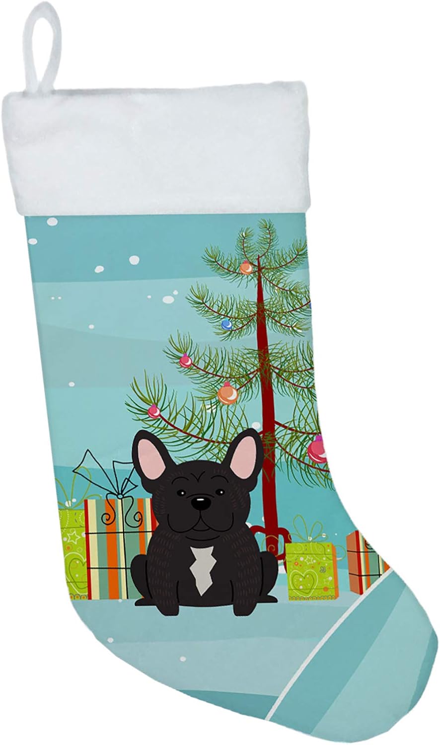 Merry Christmas Tree Dogue de Bordeaux Stocking - Festive Fireplace Decor for Holidays
