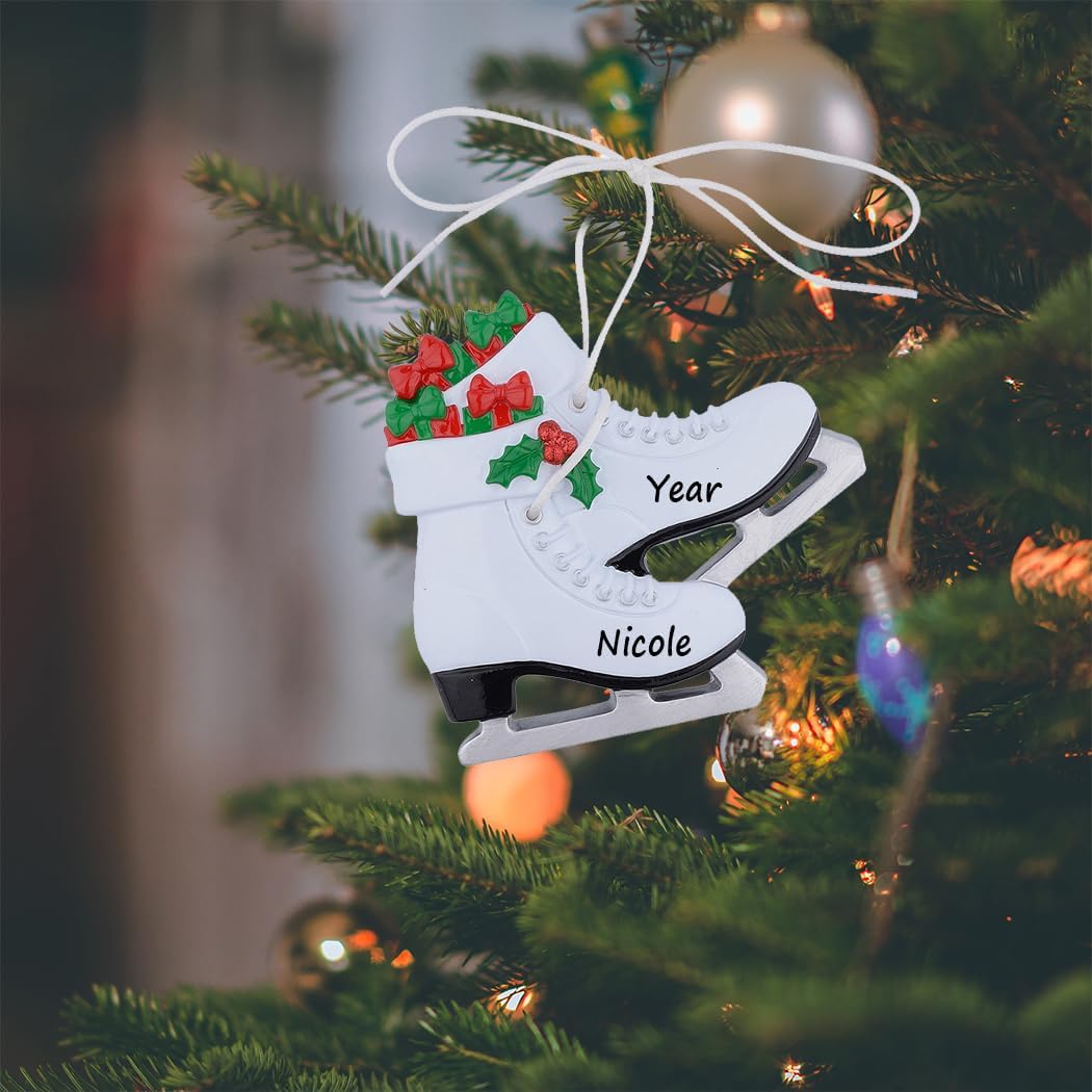 Personalized Girl's Ice Skating Shoes Christmas Ornament - Figure Skate Keepsake Gift
