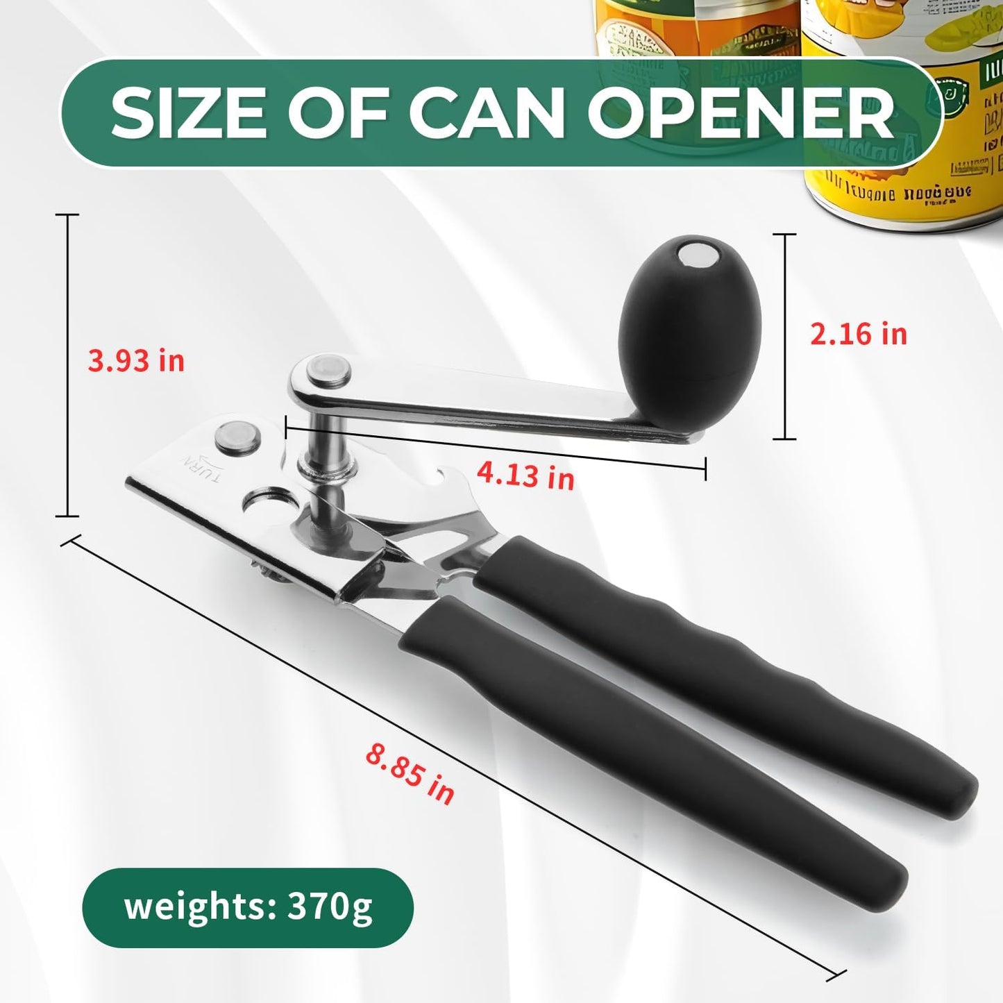 Skiennix Manual Can Opener - Heavy Duty Stainless Steel | Smooth Edge Design for Easy Use