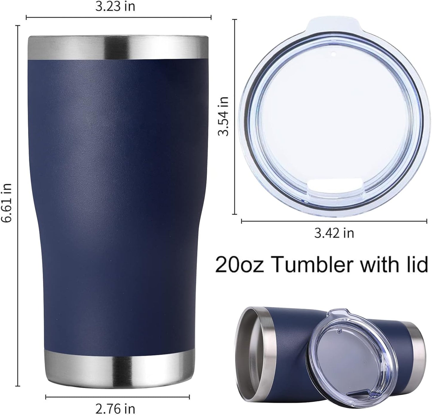 DOMICARE 20oz Tumbler with Lid Stainless Steel Tumblers Bulk, Double Wall Vacuum Insulated Coffee Travel Mug Powder Coated Tumbler, 8 Pack Purple