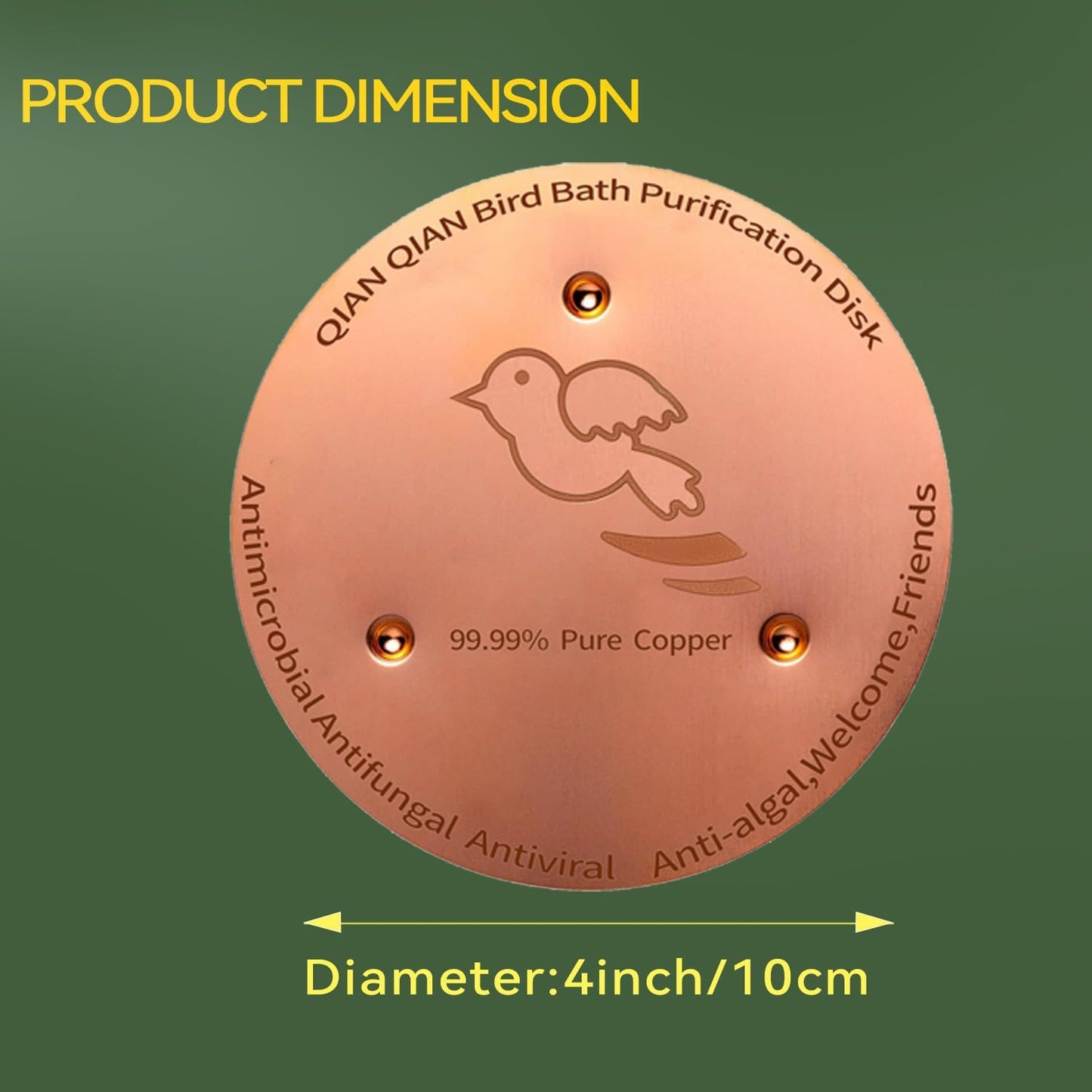 Skiennix Copper Bird Bath Purification Disk - Triple-Point Support for Clean Water | Universal Fit