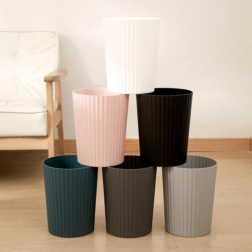 JiatuA Small Trash Can - Round Plastic Wastebasket for Bathroom, Kitchen, Office | Black Color
