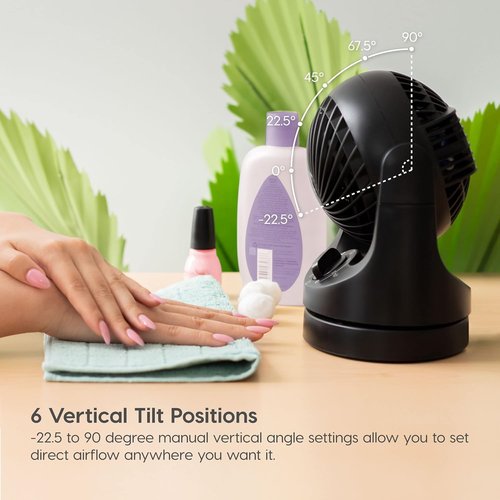IRIS USA WOOZOO Desk Fan - Oscillating Air Circulator with 3 Speeds & 32ft Air Distance | Quiet 27db Motor, Black