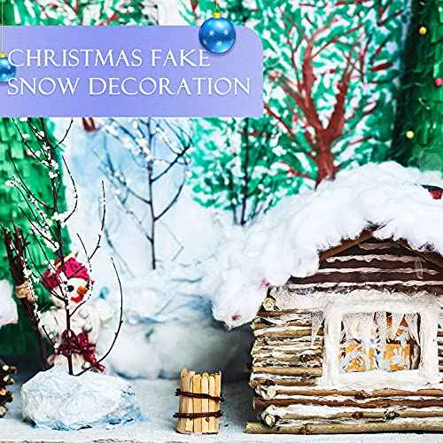 Tatuo 7 oz Fake Snow 200 g Per Bag Artificial Fake Cotton Christmas White Cloud Faux Fluffy Snow Indoor Soft for Winter Christmas Tree Mantle Village Nativity Scene