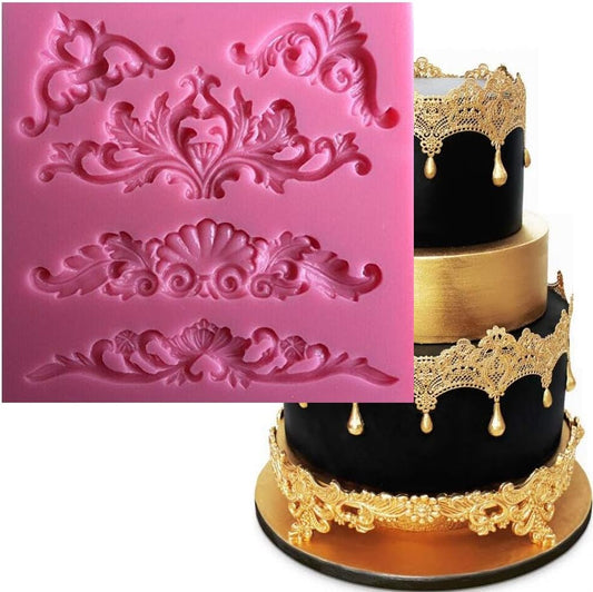 Lotus Scrollwork Silicone Mold for Cake Decorating & Polymer Clay Crafts