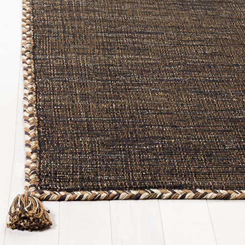 SAFAVIEH Montauk Collection Runner Rug - 2'3" x 10', Brown & Black, Handmade Flat Weave Cotton Corner Tassel, Ideal for High Traffic Areas in Living Room, Bedroom (MTK150T)