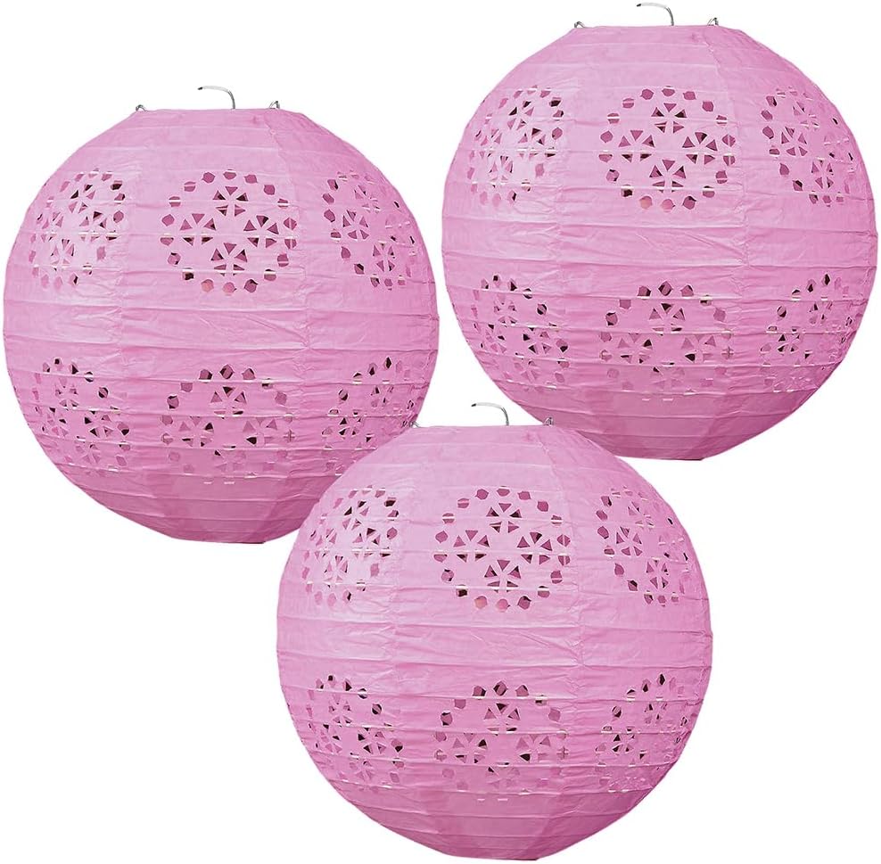 Light Blue Lace Paper Lanterns - Set of 3 Hanging Decorations for Baby Showers & Spring Parties