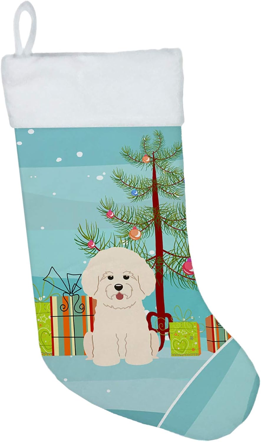 Merry Christmas Tree Dogue de Bordeaux Stocking - Festive Fireplace Decor for Holidays