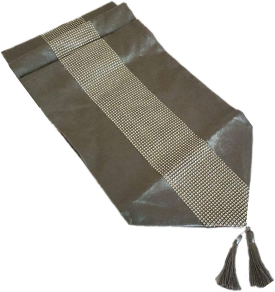 Red 13x72 Inch Table Runner with Diamante Strip & Tassels - Elegant Home Decor