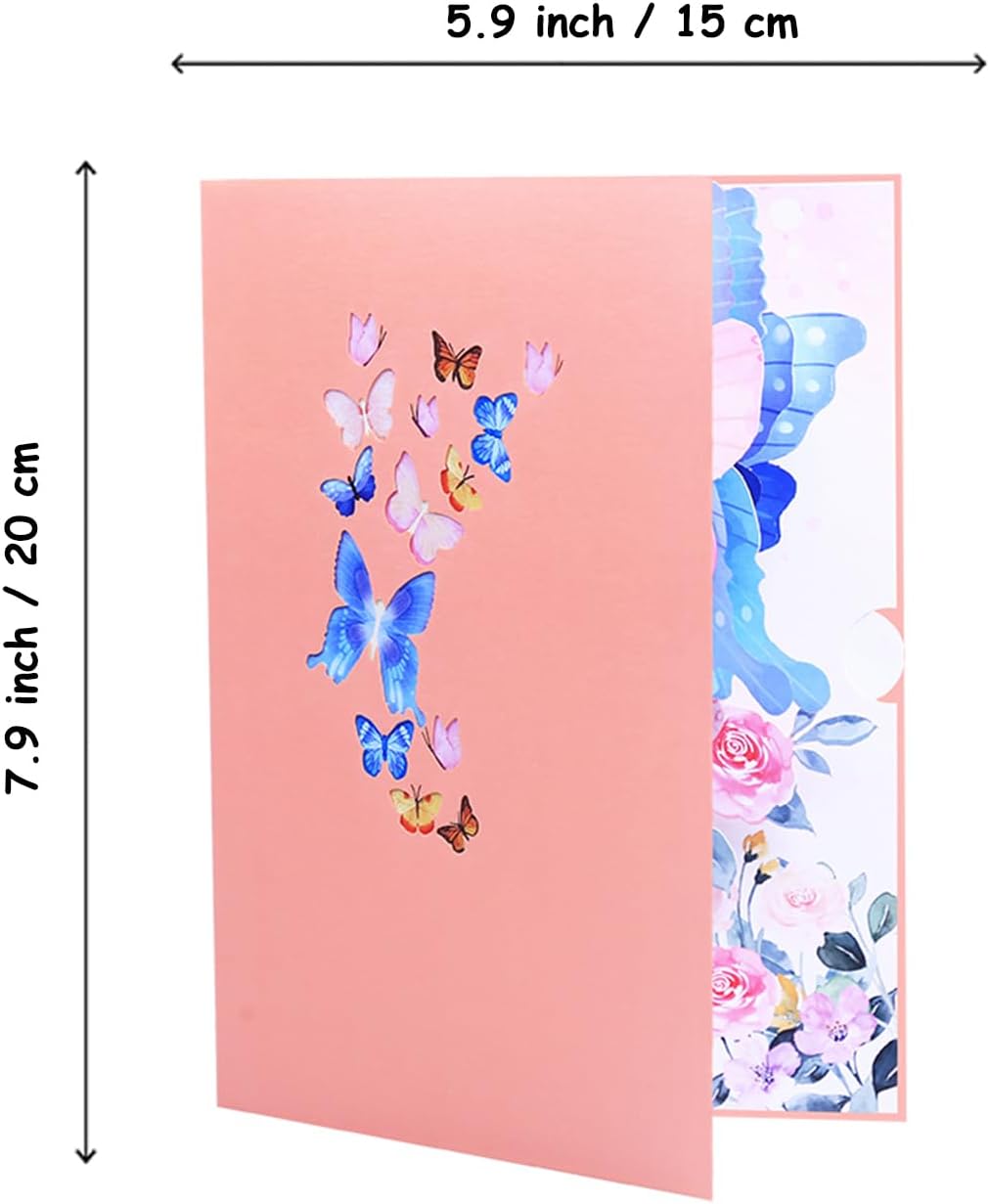 ROBBEAR 3D Pop-Up Greeting Card - Butterfly & Flower Design | Handmade for Birthdays, Anniversaries & More