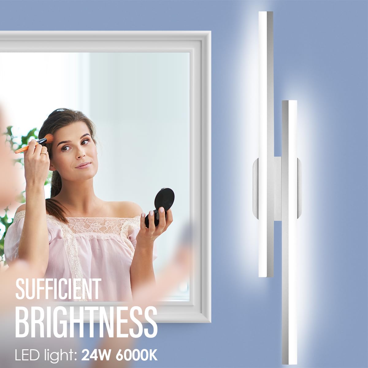 Yarra-Decor 32 Inch LED Bathroom Vanity Light Bar,Vanity Lighting Fixtures for Over Mirror Lighting, Indoor Wall Sconce in Daylight White 6000K-Nickel