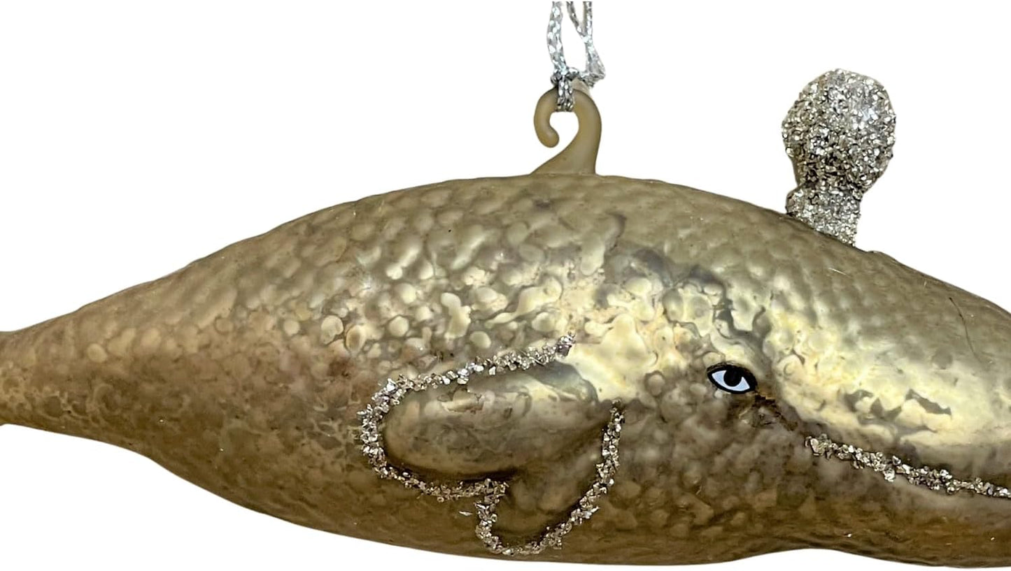 Great Whale Glass Christmas Ornament - Primitives by Kathy Holiday Decor