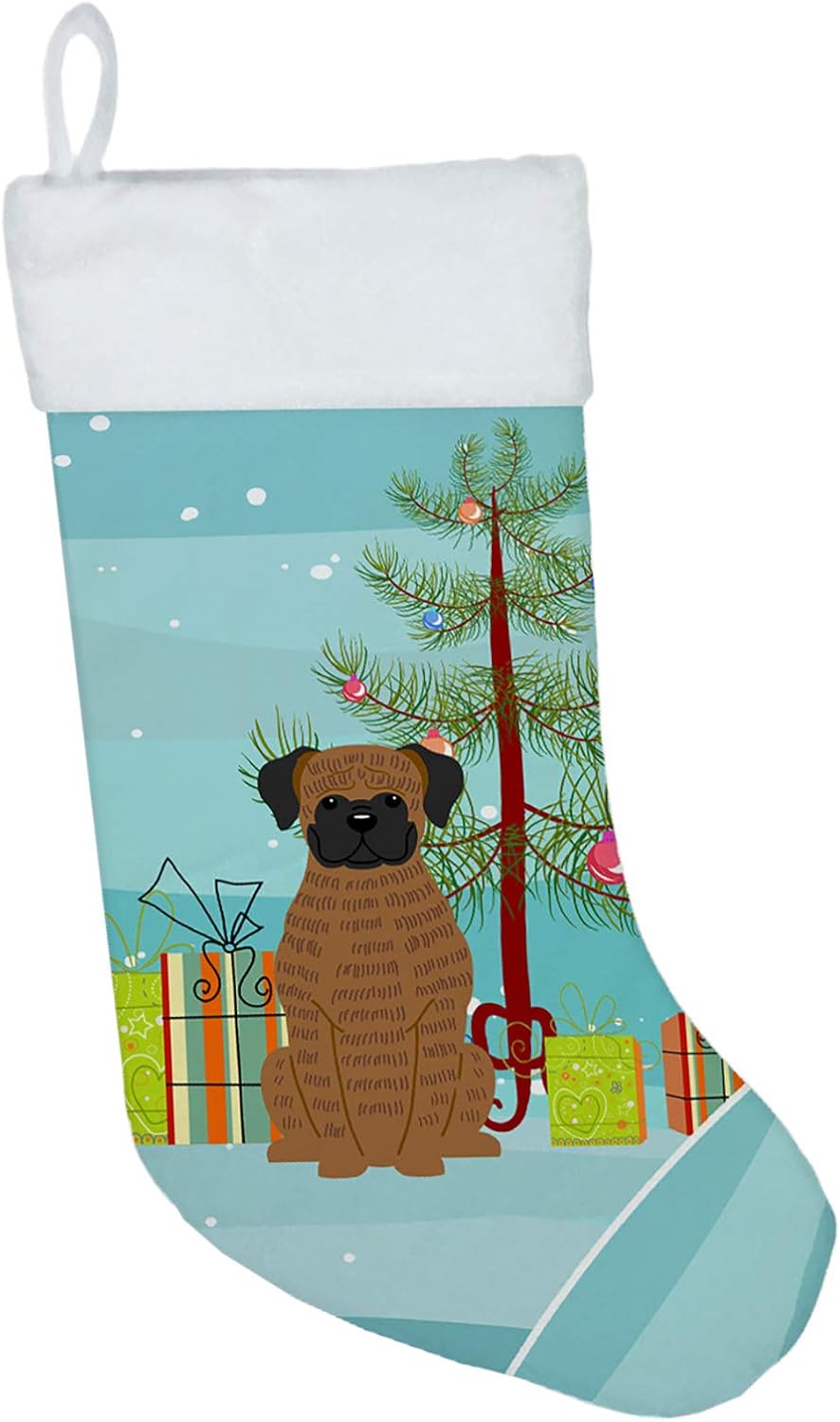 Merry Christmas Tree Dogue de Bordeaux Stocking - Festive Fireplace Decor for Holidays