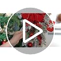 UUXX 2 Pack Prelit Green Christmas Swags with Green Bows and Ornaments, 23.6" Holiday Door Decor