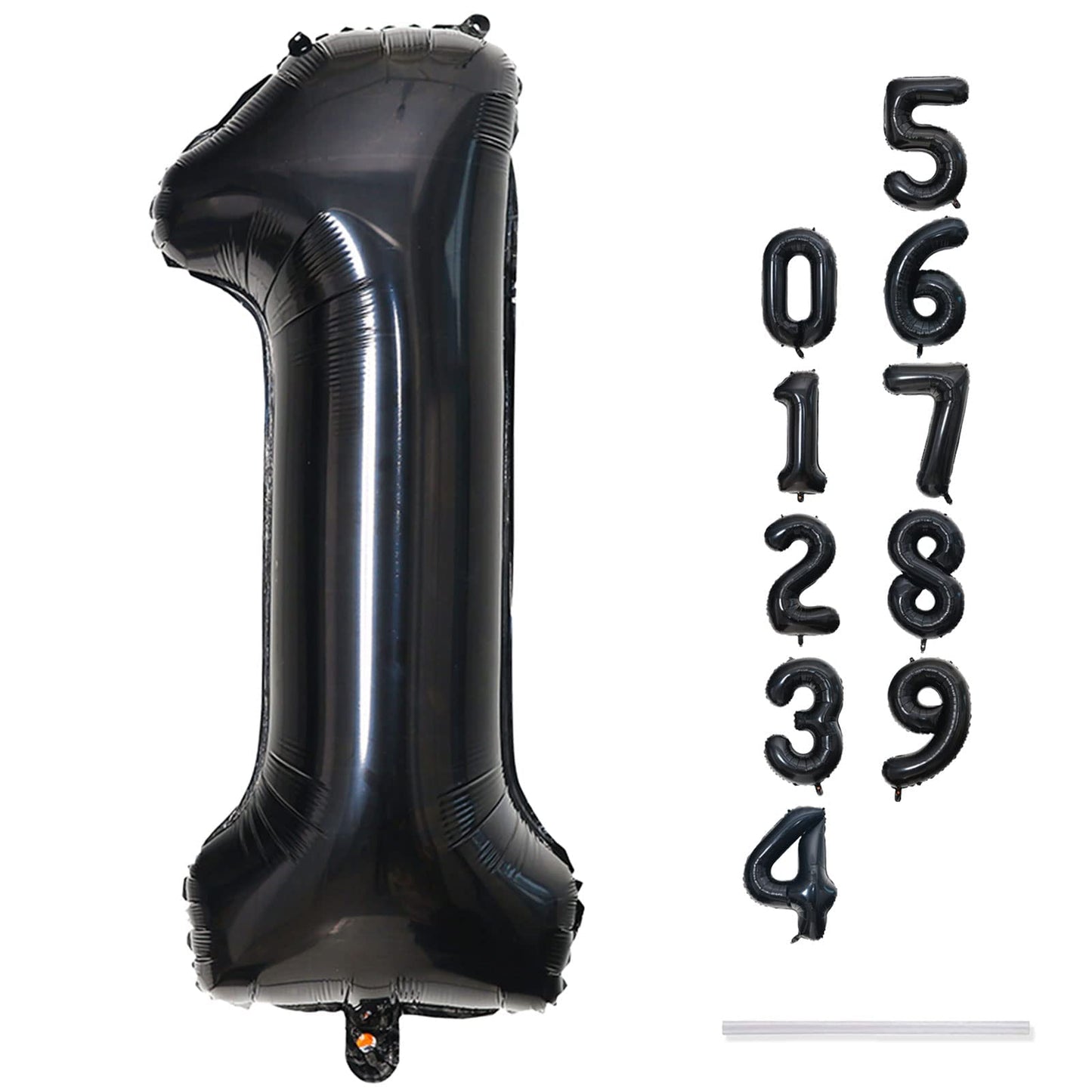 40 Inch Black Foil Balloon Number 1, Giant Self Inflating Number Balloons 0-9 Digital Helium Balloons Set for Girls Boys 1st Birthday Anniversary New Year's Eve Baby Shower Party Decorations Supplies