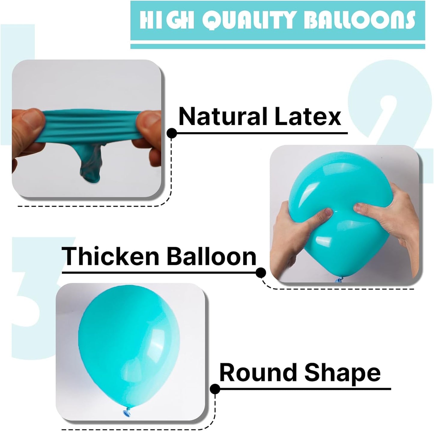 PartyWoo Teal Balloon Arch Kit - 155-Piece Set with 12", 10", 5" Balloons for Baby Showers & Birthday Parties