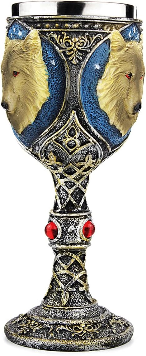 Stainless Steel Wolf Goblet - 3D Resin Wine Chalice Cup for Unique Occasions