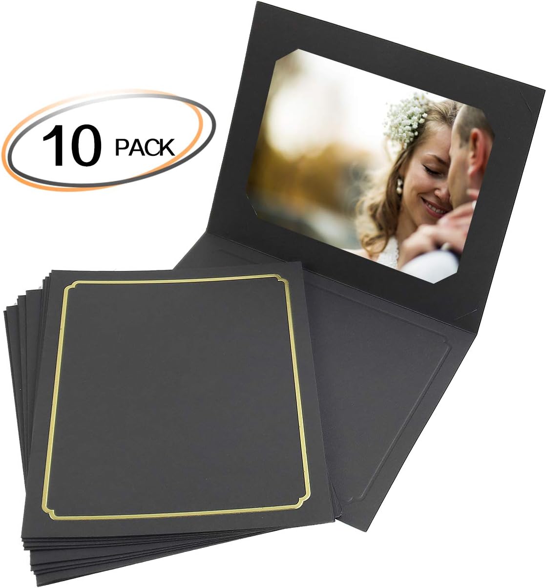 Golden State Art, Pack of 100, 6x8 or 8x10 Photo Folders, Cardboard Picture Frame, Paper Frame Cards, Greetings/Invitation Special Events: Graduation, Christmas, Wedding(Ivory)