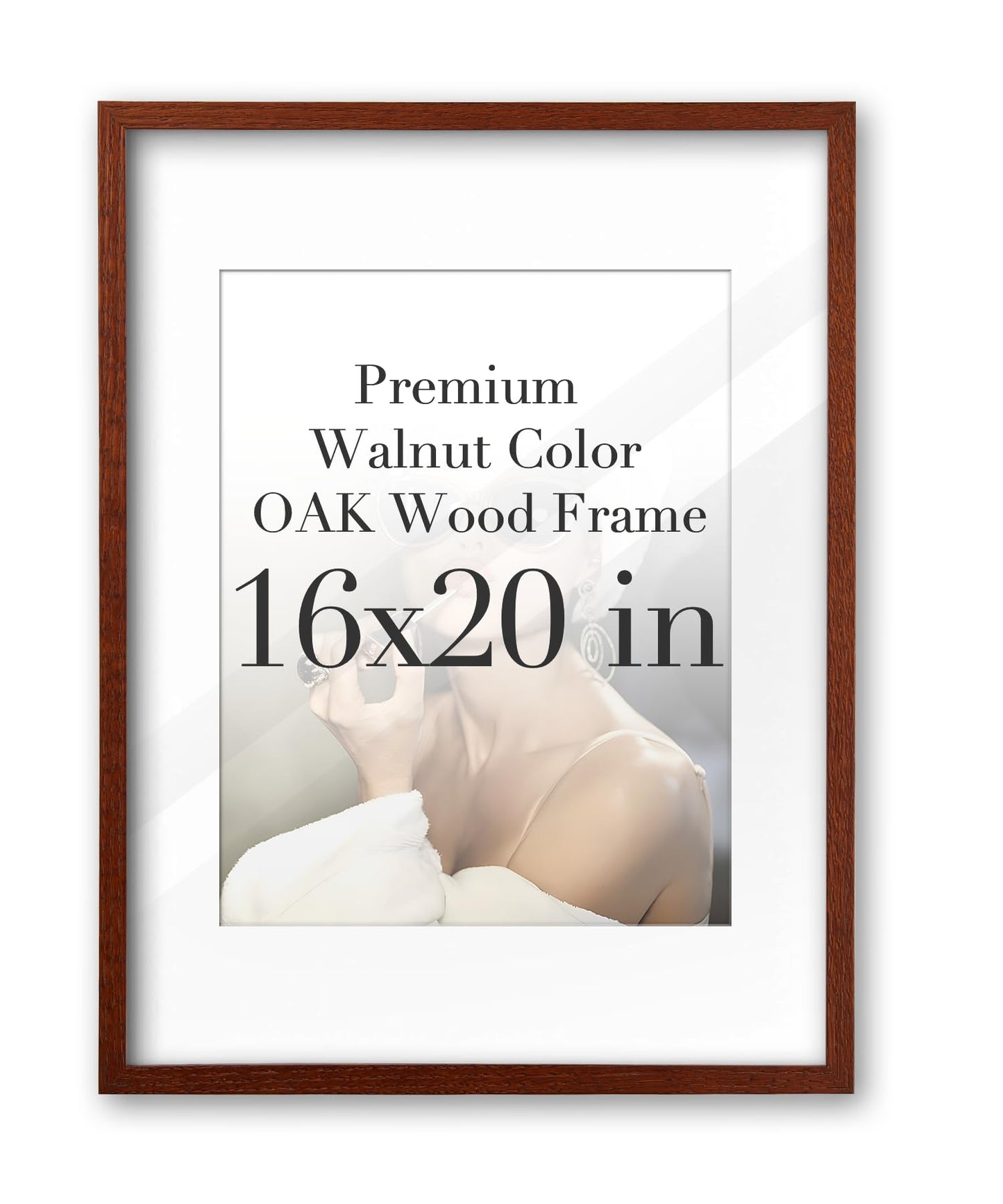 iHery Natural OAK Wood Woman Touches Jesus Walnut Color Framed Wall Art, Large 16x20in